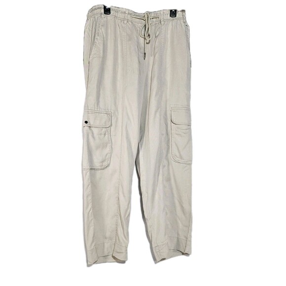 Quince Pants Cargo Women Vintage Wash Tencel Drawstring Shale Large - Picture 2 of 12